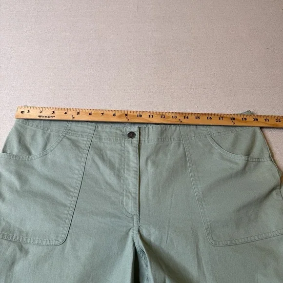 FRENCH LAUNDRY SPORT Women's Cotton Embroidered‎ Sage Capris Plus Size 16 - Picture 7 of 10